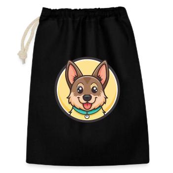 Stichelhaar Chien Race Drôle Dessin animé Kawaii Clipart - Sac cadeau 30 x 45 cm - noir - Devant