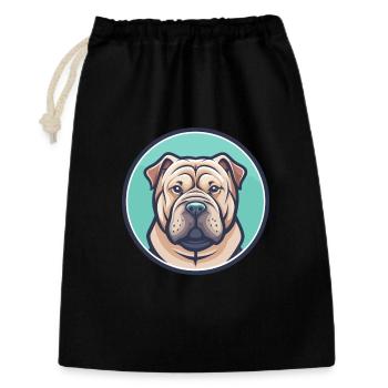 Miniatur Shar Pei Hunderasse Karikatur Kawaii - Geschenkbeutel aus Baumwolle (30 x 45 cm) - Schwarz - Vorne
