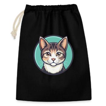 Chat domestique race dessin animé Kawaii Animal Pet - Sac cadeau 30 x 45 cm - noir - Devant