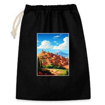 Marrakesch Marokko Reise Poster Souvenir Farbe WPA - Geschenkbeutel aus Baumwolle (30 x 45 cm) - Schwarz - Vorne