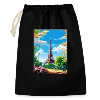 Paris France Affiche de voyage Souvenir Carte Postale Peinture - Sac cadeau 30 x 45 cm - noir - Devant