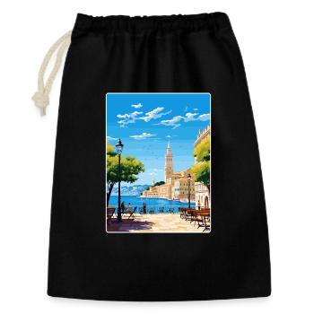 Triste Italie Affiche de voyage Souvenir Carte Postale Peinture - Sac cadeau 30 x 45 cm - noir - Devant