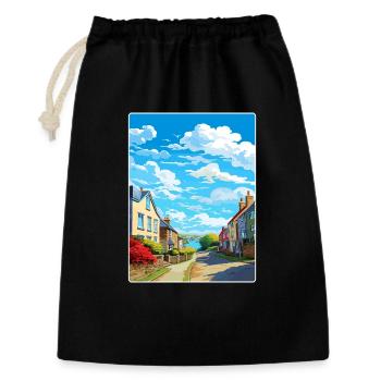 Charlestown, Cornwall, England, Reiseposterkarte - Geschenkbeutel aus Baumwolle (30 x 45 cm) - Schwarz - Vorne