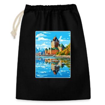 Quebec City Kanada Reise Poster Souvenir Farbe WP - Geschenkbeutel aus Baumwolle (30 x 45 cm) - Schwarz - Vorne