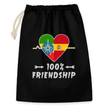 Äthiopien und Spanien 100% Freundschaft - Geschenkbeutel aus Baumwolle (30 x 45 cm) - Schwarz - Vorne