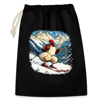 Poulet de ski - Sac cadeau 30 x 45 cm - noir - Devant