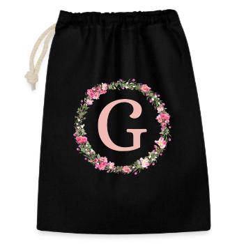 G Monogram, Couronne de fleurs, Personnalisable - Sac cadeau 30 x 45 cm - noir - Devant
