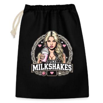 Milchshake blonde Frau Blondine Geschenk - Geschenkbeutel aus Baumwolle (30 x 45 cm) - Schwarz - Vorne