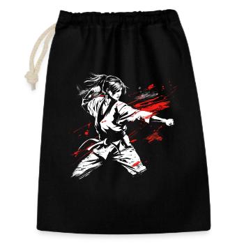 Dessin Karatéka Femme - Sac cadeau 30 x 45 cm - noir - Devant