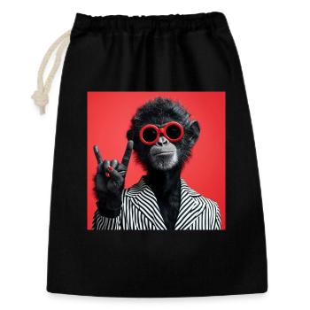Affe mit roter Sonnenbrille macht Rock Geste - Geschenkbeutel aus Baumwolle (30 x 45 cm) - Schwarz - Vorne