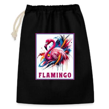 Graffiti Flamingo Explosion - Geschenkbeutel aus Baumwolle (30 x 45 cm) - Schwarz - Vorne