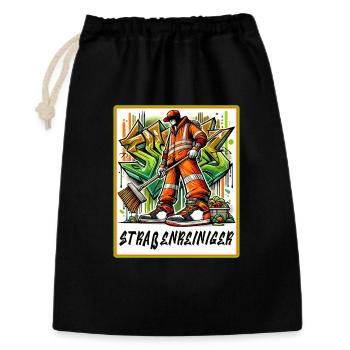 Nettoyeur de rues dans le style graffiti - Sac cadeau 30 x 45 cm - noir - Devant
