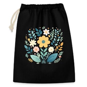 Sanfte pastellfarbene Blumenblüte - Boho Botanical - Geschenkbeutel aus Baumwolle (30 x 45 cm) - Schwarz - Vorne