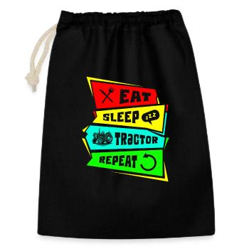 Manger dormir tracteur répéter - Sac cadeau 30 x 45 cm - noir - Devant