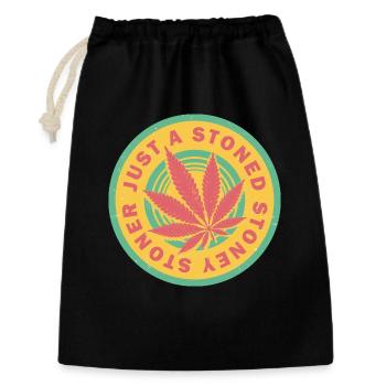 Lebendiges Cannabisblatt mit Retro-Kreisen - Geschenkbeutel aus Baumwolle (30 x 45 cm) - Schwarz - Vorne