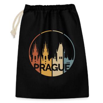 Prague city silhouette vintage colors - castle logo - Gift Bag 30 x 45 cm - black - Front
