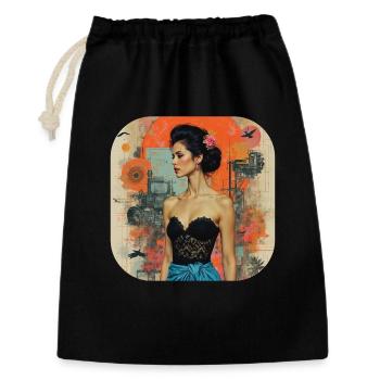 T-shirt rétro classique de style vintage - Sac cadeau 30 x 45 cm - noir - Devant