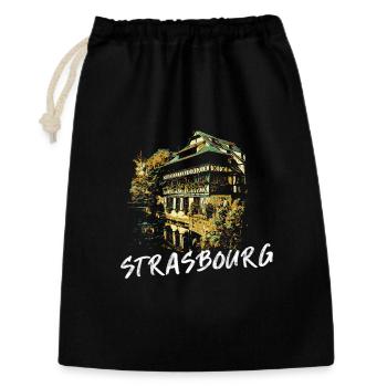 Typische Fassaden von Straßburg – Illustration - Geschenkbeutel aus Baumwolle (30 x 45 cm) - Schwarz - Vorne