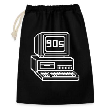 Console rétro des années 90 Pixel Art - Sac cadeau 30 x 45 cm - noir - Devant