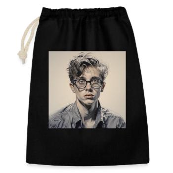 Grayscale Glasses Portrait - Gift Bag 30 x 45 cm - black - Front