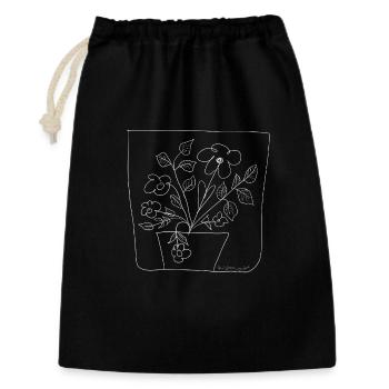 Blumenpott Chalk-Skizze - Geschenkbeutel aus Baumwolle (30 x 45 cm) - Schwarz - Vorne