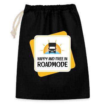 Heureux et libre en mode route – Camping-car - Sac cadeau 30 x 45 cm - noir - Devant