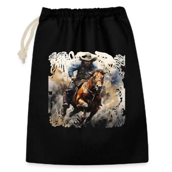Wild West Rider Dynamic Painting Style - Gift Bag 30 x 45 cm - black - Front