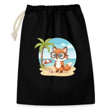 Vacances d’été de Plage du Renard Mignon avec des Lunettes - Sac cadeau 30 x 45 cm - noir - Devant
