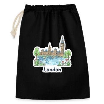 London Skyline Big Ben Parliament Bridge Kunst - Geschenkbeutel aus Baumwolle (30 x 45 cm) - Schwarz - Vorne