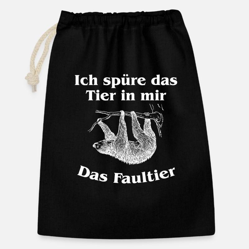 Ich spüre das Tier in mir – Das Faultier - Geschenkbeutel aus Baumwolle (30 x 45 cm) - Schwarz