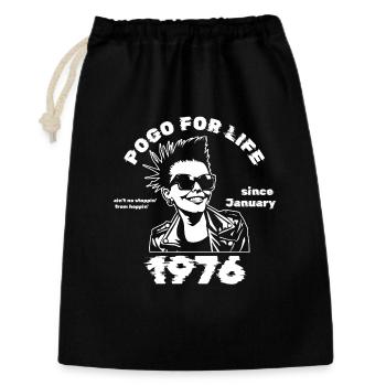50. Geburtstag Pogo for life since 01/1976 - Geschenkbeutel aus Baumwolle (30 x 45 cm) - Schwarz - Vorne