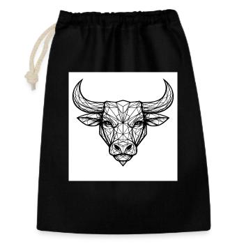 Tête de taureau géométrique - Sac cadeau 30 x 45 cm - noir - Devant