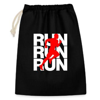 JOGGEN, RUN POWER! SPORT, LAUFEN, JUST RUN - Geschenkbeutel aus Baumwolle (30 x 45 cm) - Schwarz - Vorne