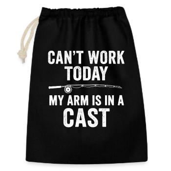 I Can't Work Today My Arm Is In A Cast Angler  - Geschenkbeutel aus Baumwolle (30 x 45 cm) - Schwarz - Vorne