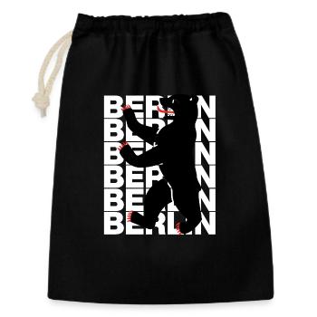 BERLINER BÄR POWER! BERLINLIEBE HAUPTSTADT - Geschenkbeutel aus Baumwolle (30 x 45 cm) - Schwarz - Vorne