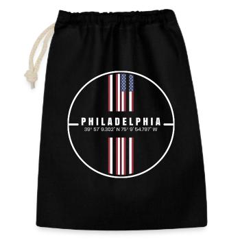 Philadelphia Koordinaten - Geschenkbeutel aus Baumwolle (30 x 45 cm) - Schwarz - Vorne