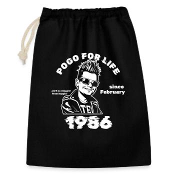 40. Geburtstag Pogo for life since 02/1986 - Geschenkbeutel aus Baumwolle (30 x 45 cm) - Schwarz - Vorne