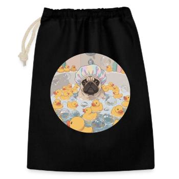 Mops in the bubble bath - Gift Bag 30 x 45 cm - black - Front