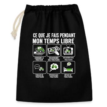 Temps libre et tracteurs: activités - Sac cadeau 30 x 45 cm - noir - Devant