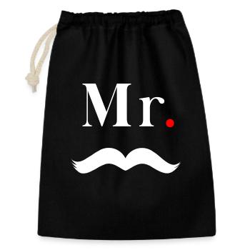 Monsieur Moustache Blanche - Sac cadeau 30 x 45 cm - noir - Devant