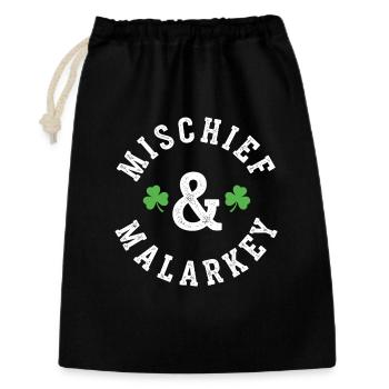 Mischief & Malarkey Shamrock Logo - Geschenkbeutel aus Baumwolle (30 x 45 cm) - Schwarz - Vorne