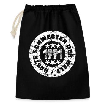 Born in 1991 - Gift Bag 30 x 45 cm - black - Front