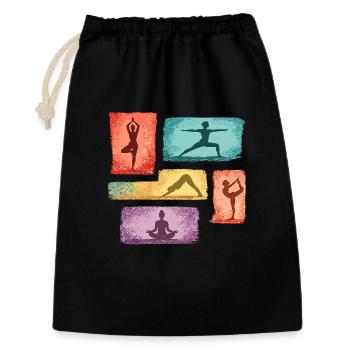 Vibrante Yoga-Posen Collage - Geschenkbeutel aus Baumwolle (30 x 45 cm) - Schwarz - Vorne