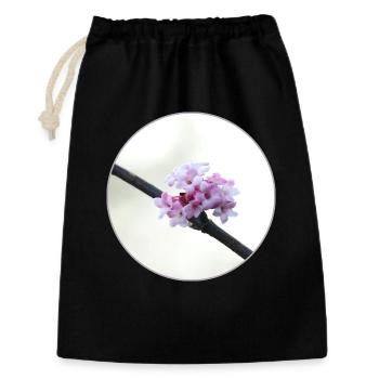 Fleur rose et blanche délicate, fleur blanche - Sac cadeau 30 x 45 cm - noir - Devant
