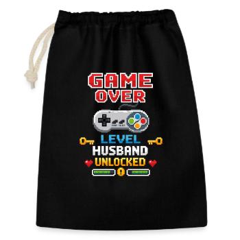 Game Over - Level Husband Unlocked | 8-bit - Gift Bag 30 x 45 cm - black - Front