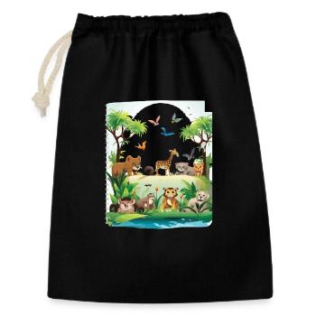 Tierwelt Jungle Parade - Geschenkbeutel aus Baumwolle (30 x 45 cm) - Schwarz - Vorne