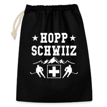 Hopp Schwiiz Eishockey Fan Schweiz Stolz - Geschenkbeutel aus Baumwolle (30 x 45 cm) - Schwarz - Vorne