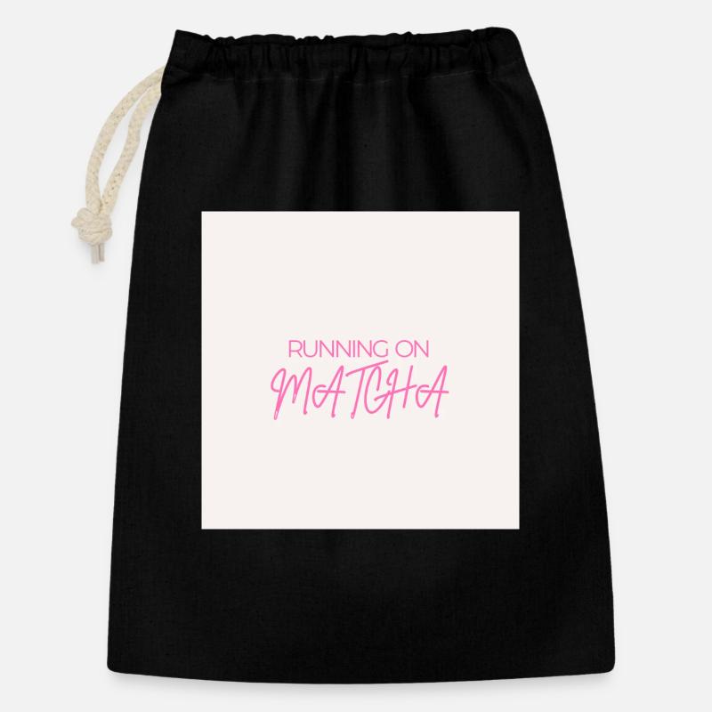 "RUNNING ON MATCHA" Graphic Tee Design - Gift Bag 30 x 45 cm - black