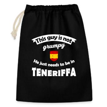 Nicht grummelig in Teneriffa - Geschenkbeutel aus Baumwolle (30 x 45 cm) - Schwarz - Vorne