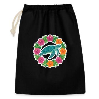 Turtle in Hibiscus Circle - Gift Bag 30 x 45 cm - black - Front